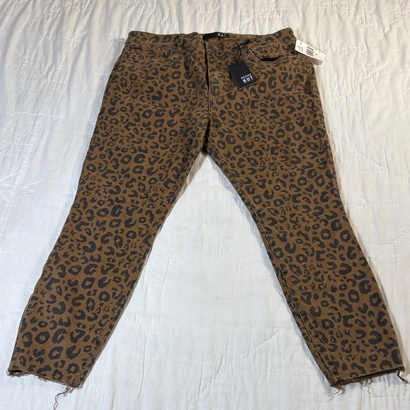 Kut from the Kloth Donna High Rise Ankle Skinny Leopard Print Open Hem 10P NWT - Picture 11 of 12